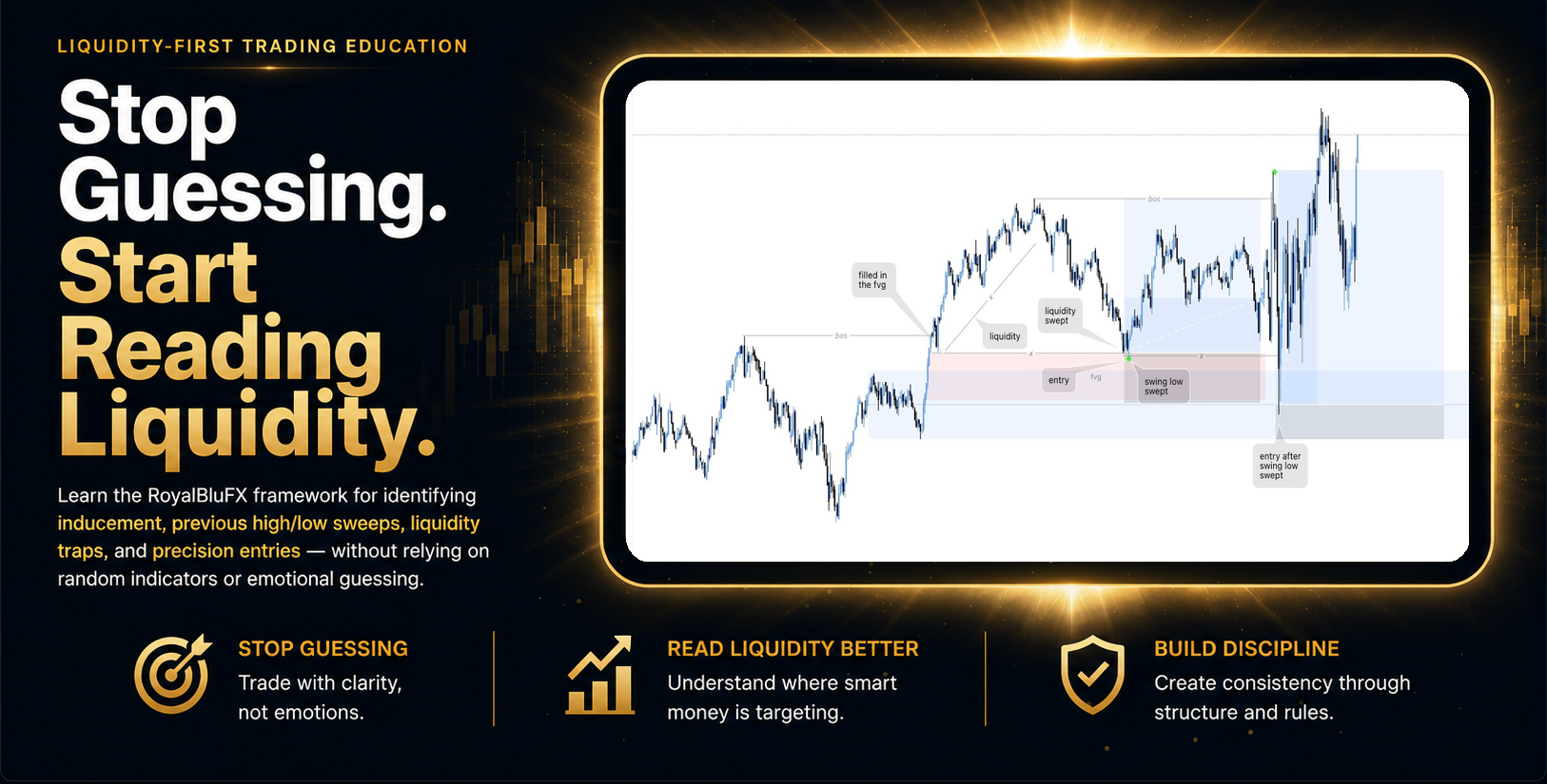 RoyalBluFX Liquidity-First Trading Education - Stop Guessing. Start Reading Liquidity.